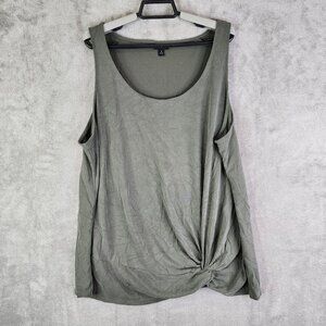 Torrid Cupro Knot Front Tank Top Shirt Scoop Neck Sleeveless Olive Green Size 2
